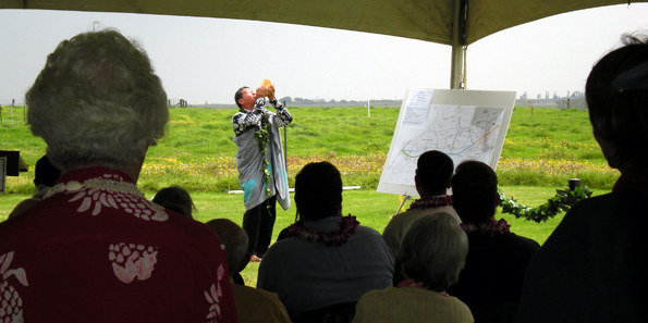 waimeaconnectorakaka Kahu Danny Akaka begins his blessing Friday at Parker Ranch.