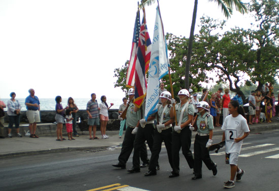 paradejrotc The JROTC color guard from Kealakehe High School.