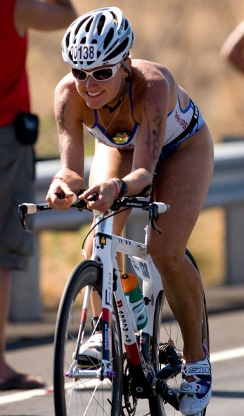 20091010_ironman-bree-wee The Big Island's Bree Wee on Queen Kaahumanu Highway in Kawaihae during the bike leg of the Ironman Triathlon. Photography by Baron Sekiya.