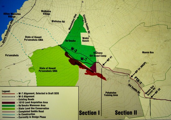 Click for larger view of the Saddle Road west alignment.