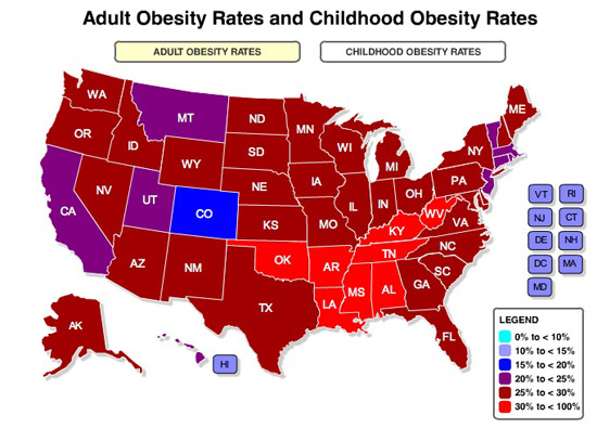 The state's adult obesity rate