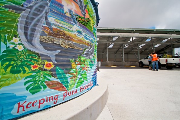 20110615_pahoa-transfer-station A mural painted by artist Charlene Lofgreen on the side of the water tank at the renovated Pahoa Transfer Station. Photo by Baron Sekiya | Hawaii 24/7