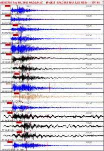 20110908_kapoho-quake Waveforms for quake off Kapoho Thursday (Sept 8, 2011)