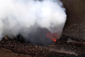 This near-vertical view from the helicopter shows the surface of the lava lake at Halemaumau. Photo courtesy of USGS/HVO