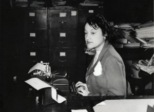 Miss Clara Camille Carroll performs clerical work in 1943. Photo courtesy of the National Archives