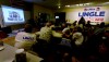 Supporters at LInda Lingle's campaign headquarters in Kona get a chance to videoconference with the candidate and other statewide headquarters for a post debate chat. Photography by Baron Sekiya | Hawaii 24/7