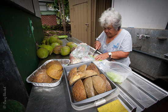 Auntie Shirley Kauhaihao of Keei, South Kona, will be demonstrating how to select and prepare ulu fruit. (Photo courtesy of Craig Elevitch)