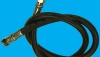 High-pressure scuba air hose with a black, smooth rubber outer covering
