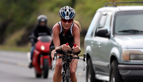Shanna Armstrong Triathlete Shanna Armstrong is the lead female as she bikes along the Keaau Bypass (Hwy 130) headed towards Hilo during the second day of the Ultraman Triathlon.