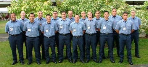 37th-class-photo Members of the Hawaii Fire Department’s 37th Fire Fighter Recruit Class pose for a class photo. From left to right: Eddie Abe, Andrew Penny, Adam Naehu, Kyle Teves, Randy Castro, Marcus Helm, Tay Soares, Helaku Hedlund, Micah Chew-Maarumoto, Kyle Vares, Aaron Mitchell, Jeremy Tekurio, Brysen Heidenfeldt, Yurik Resetnikov, James Kupahu and John Martin.