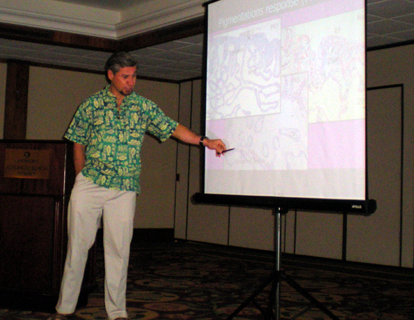 bernardo vargas-angel Bernardo Vargas-Angel, NOAA coral reef specialist, talks about parasites that attack coral reefs Wednesday, Feb. 3 at Outrigger Keauhou Beach Resort.