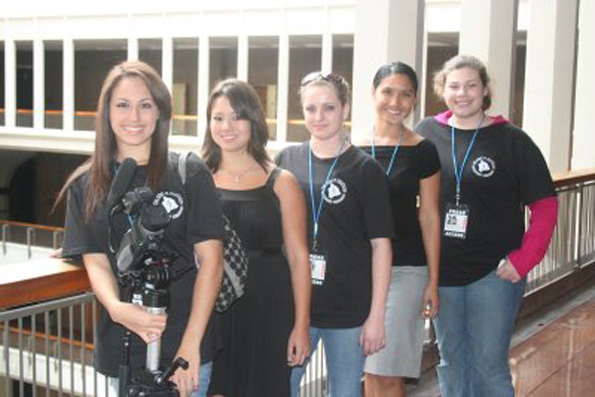 haaskids Thula Martin, Bailey Wooldridge, Kayleigh Moccio, Gloria Baraquio, Racheal Rivera are members of HAAS Productions who did interviews with Big Island lawmakers for a Capitol film project. (Photo courtesy of Hawaii House Blog)