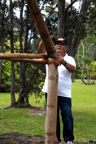 nps-larry-kuamoo-restores-hale Larry Kuamo‘o restores a hale (house). Kuamo‘u will be leading a workshop at Volcanoes National Park on hale building techniques. Photo courtesy of NPS