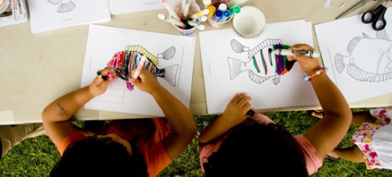 20090425_oceanday-coloring-t Keiki color in fishes during the Ocean Day Hawaii event held at the Hilo Pacific Aquaculture and Coastal Resources Center.