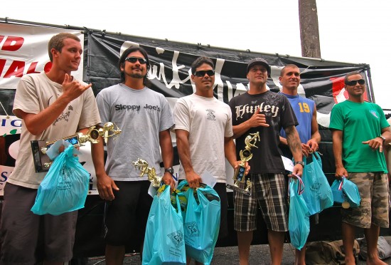 20090809_IslandTrust-Surf-Men-Open-Final Men's Open Final: 1st. Soliel Farnsworth, 2nd. Joey Oda, 3rd. Kamakana Edens, 4th. Young Tarring, 5th. Dylan Sheehan, 6th. Adam Escobar