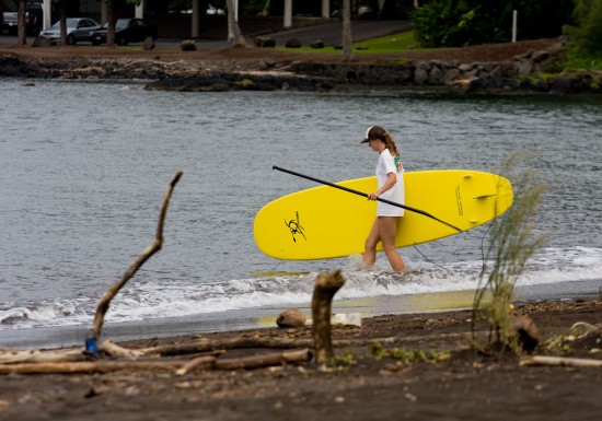 20091012_hilo-bay-paddleboarder A grey day makes for some solitude for those at the bay.