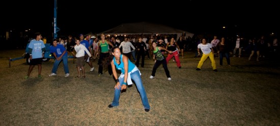 20091017_relay-for-life-waimea00501 Zumba by Sheila/Andrea keeps the crowd moving during the Relay for Life Saturday night in Waimea.