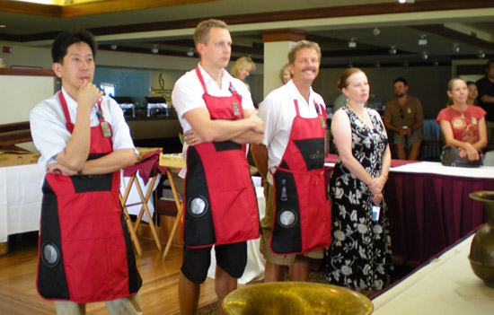 CuppingJudges09 The 2009 judges: Mashiro Yamamichi of Japan's UCC Ueshima Coffee Company, Ltd.; Gevalia's Master Taster, Dave Holfve; John King of Harold L. King & Company; and Sherri Johns, president, of WholeCup Coffee Consulting LLC.