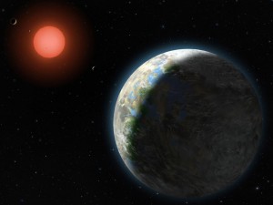 485058main_GJ581g_FNLa_1600-1200 This artist's conception shows the inner four planets of the Gliese 581 system and their host star. Image Credit: Lynette Cook.
