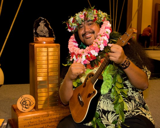FalsettoContest-_MG_1996-WebRes Devin Kahale Alii Keanaaina won the 19th Annual Clyde "Kindy" Sproat Falsetto Storytellng Contest at the Waikoloa Beach Marriott Friday. Photography by Michael Darden | Special to Hawaii 24/7