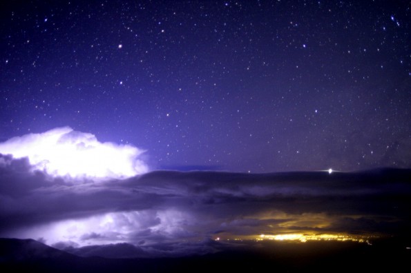 110131-041009-couldcam Lightning over the Hamakua Coast early Monday morning as seen through the Canada-France-Hawaii Telescope Cloudcam. Photo courtesy of CFHT