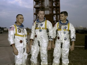 On January 27, 1967, Apollo 1's crew--Virgil I. "Gus" Grissom, Edward H. White II and Roger B. Chaffee--was killed when a fire erupted in their capsule during testing. Apollo 1 was originally designated AS-204 but following the fire, the astronauts' widows requested that the mission be remembered as Apollo 1 and following missions would be numbered subsequent to the flight that never made it into space. Photo courtesy of NASA