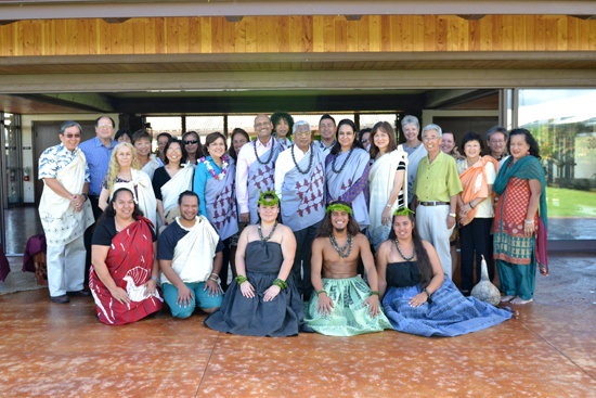 A three-person delegation from the University of Mumbai in India visit Hawaii Community College. (Photo courtesy of Hawaii Community College)