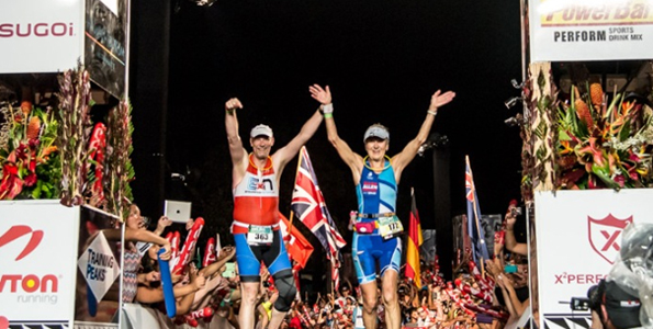 A late night finisher needs a little post-race assistance from the medical staff. (Hawaii 24/7 photo by Karin Stanton)