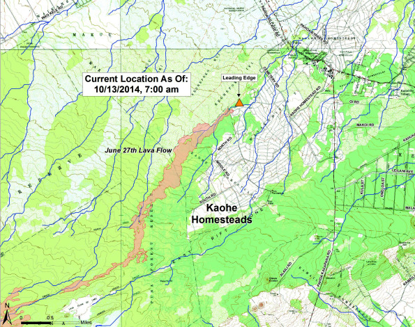 Kilauea June 27 Lava Flow progress map courtesy of Hawaii County Civil Defense. Click on image for full map.