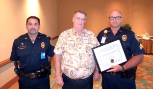 Captain Randal Medeiros, Hawaiʻi Island Safety and Security Professionals Association Vice President Bill King and Sergeant Richard Toledo