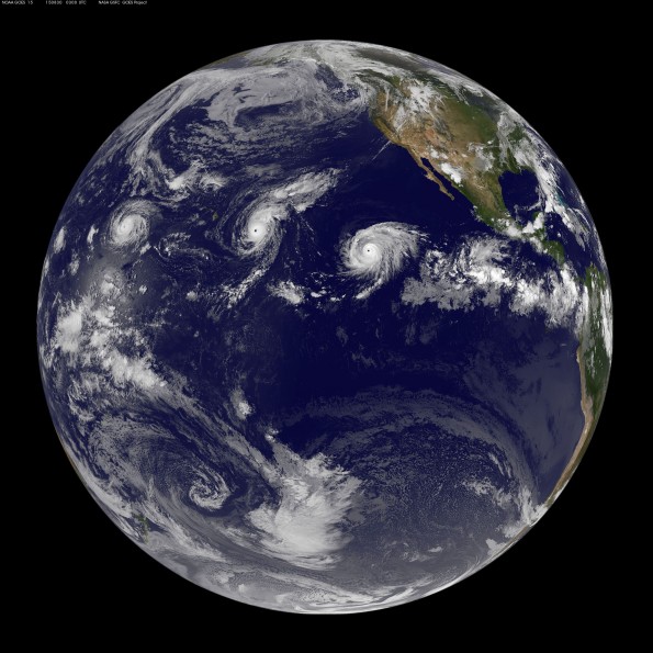 Full earth image taken at 5 p.m. HST Saturday, August 29, 2015. Photo courtesy of NOAA-NASA GOES Project