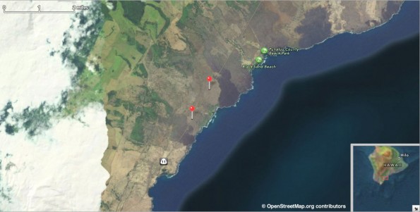 Mamalahoa Highway (Hwy 11) in Ka‘u is closed between the 58 and 59 mile markers due to flooding across the roadway making it impassible. There is no projection as to when the roadway will open due to heavy rains.