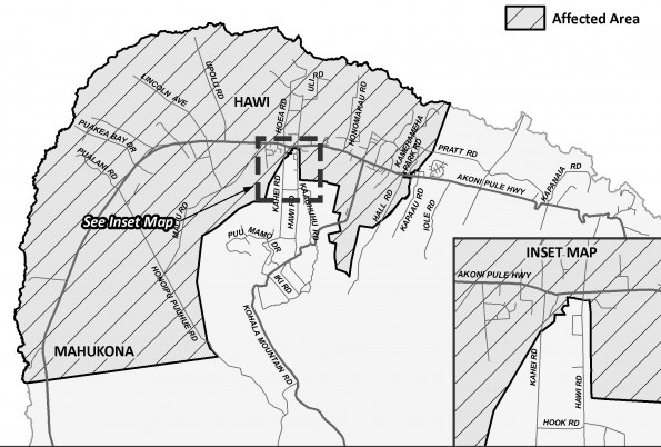 Area for scheduled outage November 11-12, 2015 required in North Kohala to perform system upgrades by HELCO.