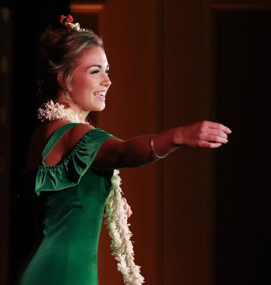 Miss Kona Coffee 2016 Polanimakamae Kahakalau performed a hula dedicated to her grandparents. (Hawaii 24/7 photo by Soleil Fitz-Gerald)