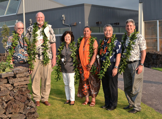 Dignitaries, including Gov. David Ige, were on campus Friday, Feb. 26 for a Moku Ka Piko ceremony to dedicate and bless the West Hawaii community college campus. (Photo courtesy of UH)