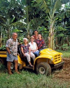 Richard Ha and family at Hamakua Springs Country Farms. From left: Richard Ha, his mother Florence Ha, Richard’s wife June Ha, son-in-law Kimo Pa and daughter Tracy Pa.