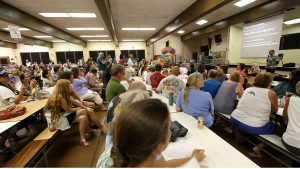 Hawaii County Civil Defense Director Darryl Oliveira at a community meeting at Pahoa High School on September 9, 2014 regarding the June 27th Lava Flow threatening the community. Hawaii 24/7 File Photo