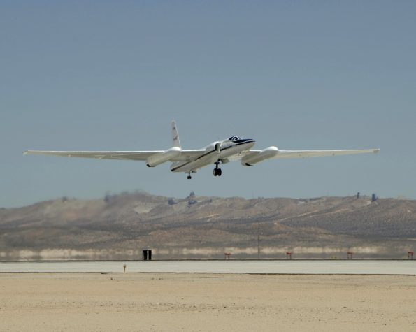 NASA ER-2 aircrafts have played an important role in Earth science research because of their ability to fly into the lower stratosphere at subsonic speeds, enabling virtual satellite simulation missions. In Hawaii, the NASA ER-2 is being used to collect high altitude scientific data that will help scientists calibrate, validate, and simulate remote sensing data from future satellites. NASA photo.