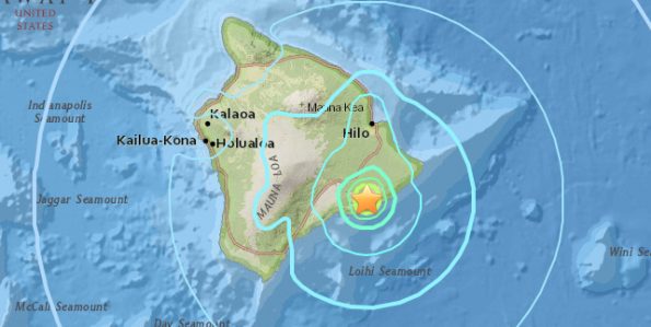 At 7:01 a.m. HST on Thursday, June 8, 2017 a 5.3 magnitude quake struck the south flank of Kilauea. USGS Graphic