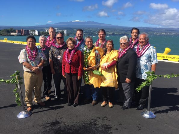 Kahu Danny Akaka Jr. performed a blessing of the Pier 4 cargo wharf project, Pier 1 cargo yard and passenger terminal improvements at Hilo Harbor.