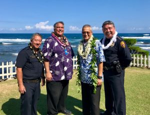 Police Officer Lloyd Ishikawa, Major Randy Apele, Assistant Chief Henry Tavares, and Chief Paul Ferreira.