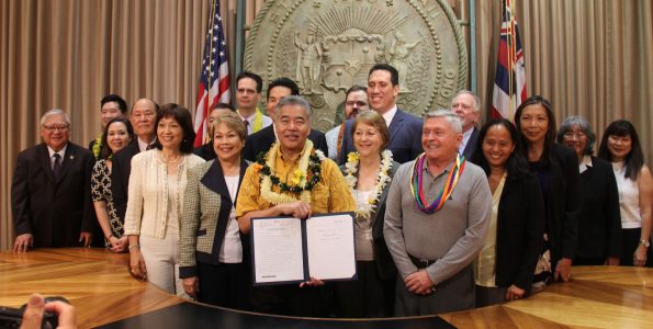 Gov. David Ige signed HB 2739 — the Our Choice, Our Care Act Thursday, April 5, 2018.