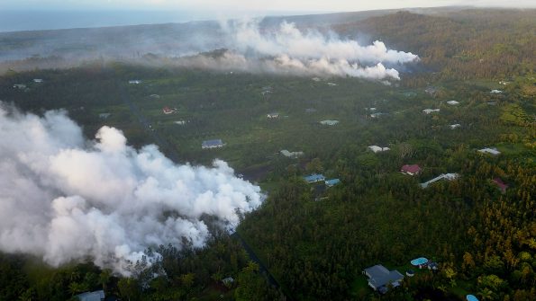 Vent sites in Leilani Estates subdivision at 6:30 a.m. Friday, May 4, 2018. The area has been evacuated due to fumes, fire and lava hazards. Photos by Steven Royston | Special to Hawaii 24/7