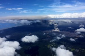 At 11:43 HST, Civil Air Patrol flight CAP20 reported plume tops at 9,500' with the dispersed plume up to 11,000'. The CAP mission was launched from Hilo in support of Hawai'i County Civil Defense and USGS Hawaiian Volcano Observatory response to the ongoing eruption. Ashfall from this plume has been reported falling on communities downwind. Photo courtesy of Civil Air Patrol